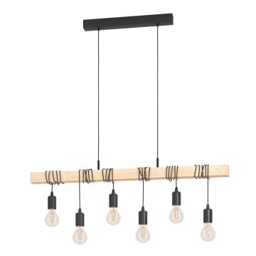 Eglo - Hanglamp aan een koord 6xE27/60W/230V - FSC gecertificeerd