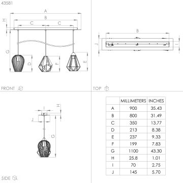 Eglo - Hanglamp aan een koord 3xE27/40W/230V