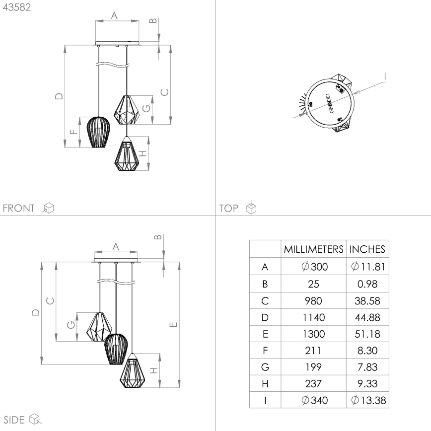 Eglo - Suspension filaire 3xE27/40W/230V