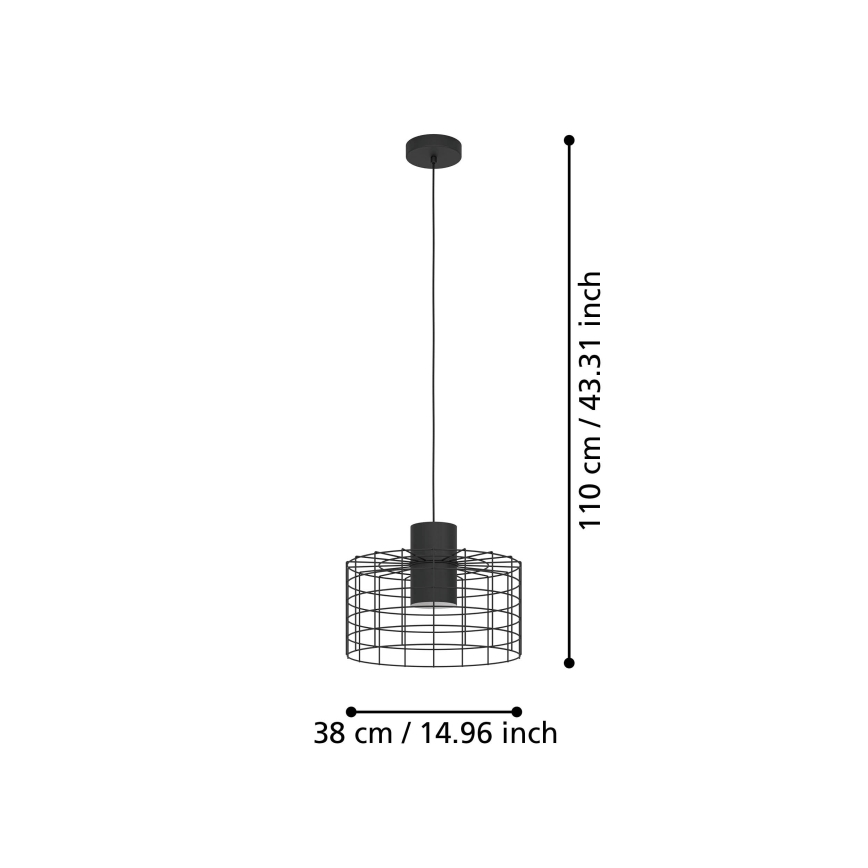 Eglo - Suspension filaire 1xE27/40W/230V d. 38 cm noire