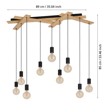 Eglo - Suspension filaire 9xE27/40W/230V