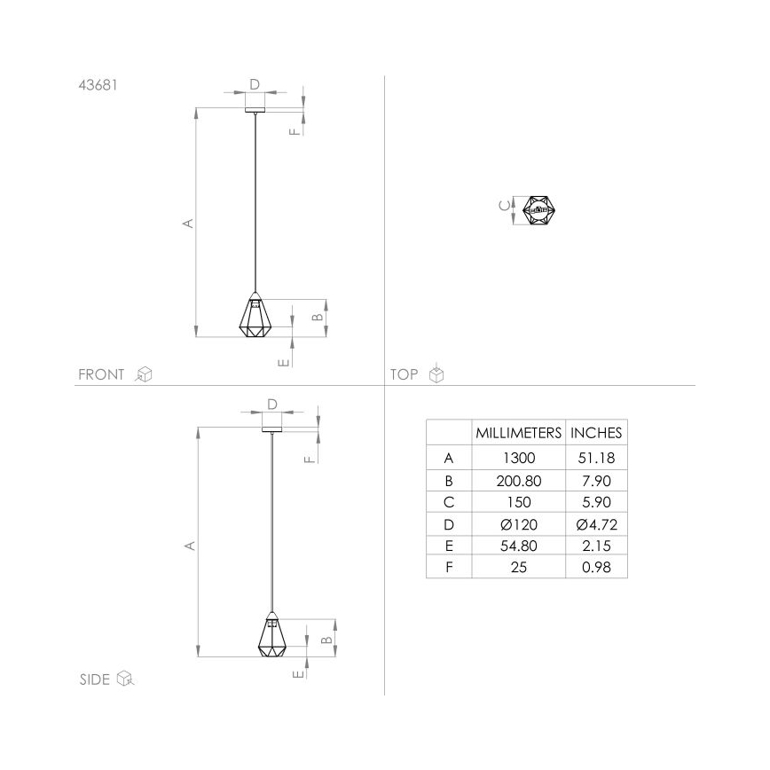 Eglo - Suspension filaire 1xE27/60W/230V d. 17,5 cm