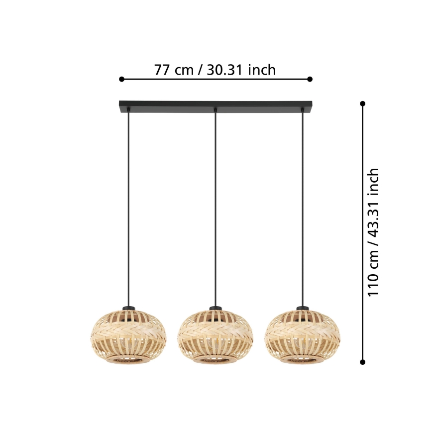 Eglo - Suspension filaire 3xE27/40W/230V