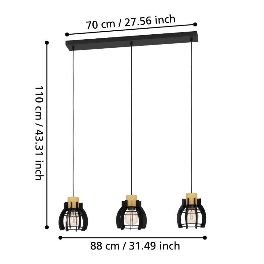 Eglo - Hanglamp aan een koord 3xE27/40W/230V