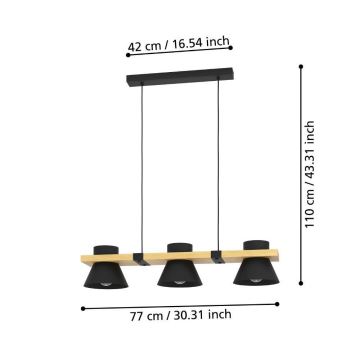 Eglo - Suspension filaire 3xE27/15W/230V