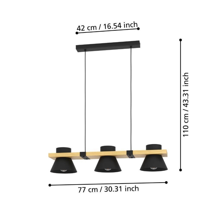 Eglo - Suspension filaire 3xE27/15W/230V