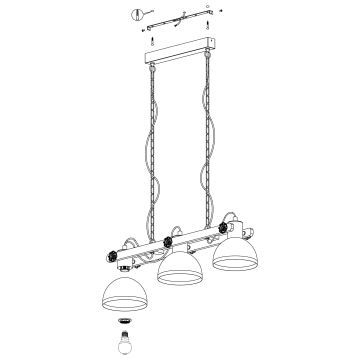 Eglo - Suspension chaîne 3xE27/28W/230V - FSC certifié