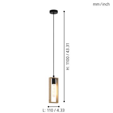 Eglo - Hanglamp aan een koord 1xE27/60W/230V - FSC gecertificeerd