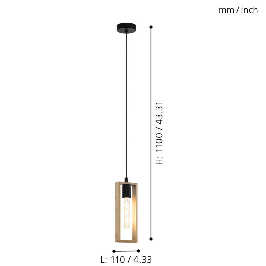 Eglo - Suspension filaire 1xE27/60W/230V - FSC certifié