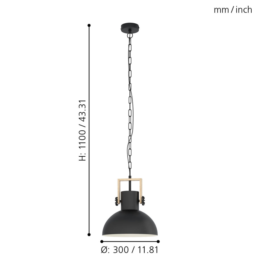 Eglo - Hanglamp aan een ketting 1xE27/28W/230V - FSC gecertificeerd