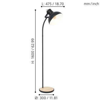 Eglo - Lampadaire 1xE27/28W/230V - FSC certifié