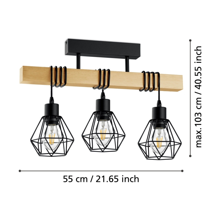 Eglo - Bevestigde hanglamp 3xE27/60W/230V - FSC gecertificeerd