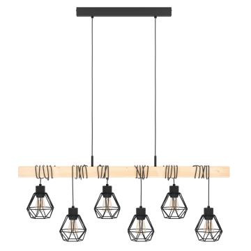 Eglo - Hanglamp aan een koord 6xE27/60W/230V - FSC gecertificeerd