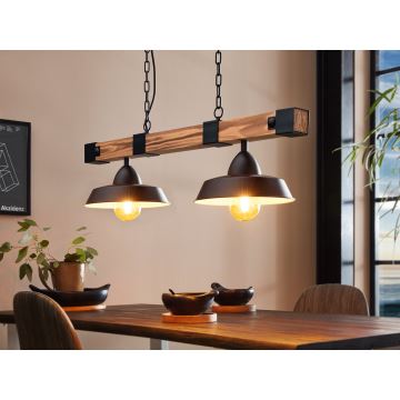 Eglo - Hanglamp aan een ketting 2xE27/60W/230V - FSC gecertificeerd