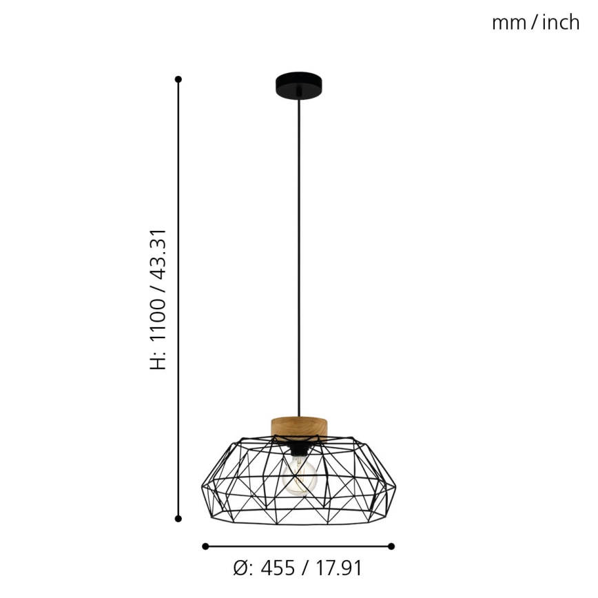 Eglo - Suspension filaire 1xE27/60W/230V - FSC certifié