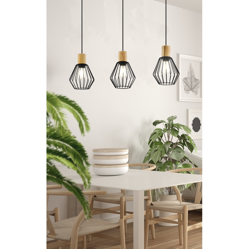 Eglo - Hanglamp aan een koord 3xE27/60W/230V - FSC gecertificeerd