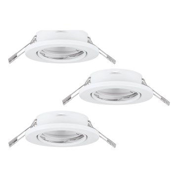 Eglo 75674 - LOT 3x Spot encastrable salle de bain AGULO 1xGU10/35W/230V IP23 blanc