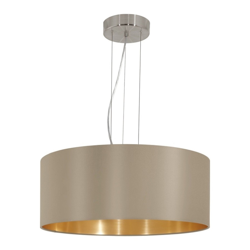 Eglo 78693 - Hanglamp aan een koord MASERLO 3xE27/60W/230V diameter 53 cm beige/koper