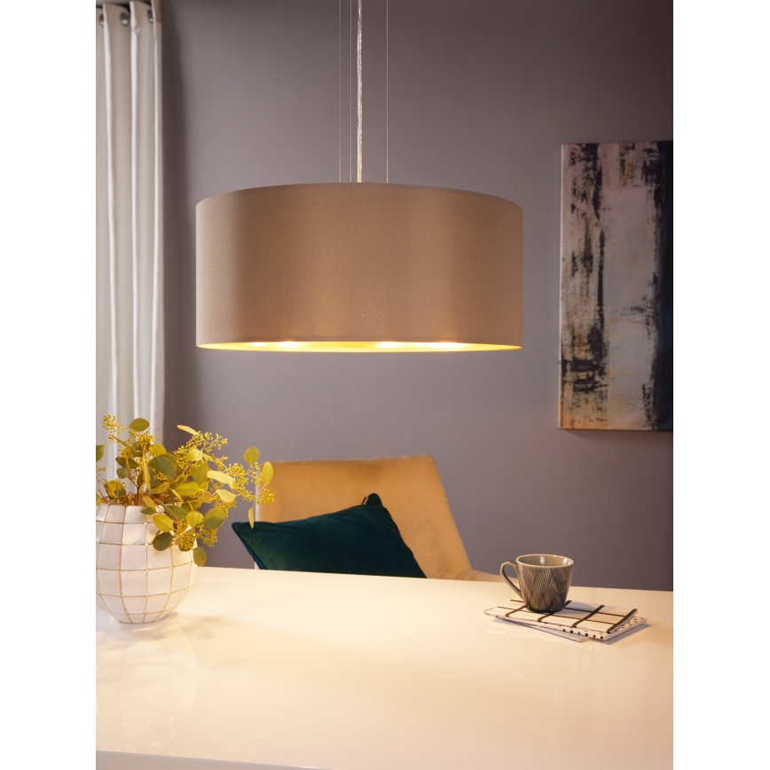 Eglo 78693 - Hanglamp aan een koord MASERLO 3xE27/60W/230V diameter 53 cm beige/koper