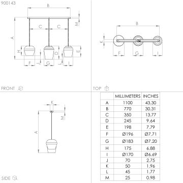 Eglo - Suspension filaire 3xE27/40W/230V