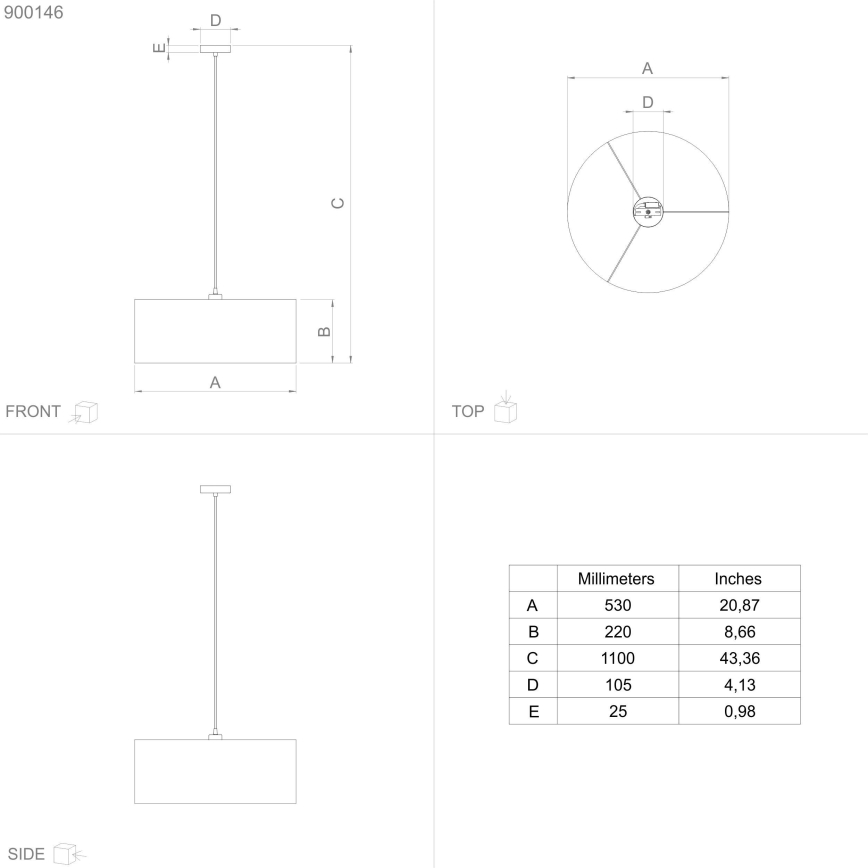 Eglo - Suspension filaire 1xE27/40W/230V d. 53 cm