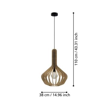 Eglo - Hanglamp aan een koord 1xE27/40W/230V diameter 38 cm beige