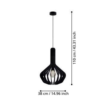 Eglo - Hanglamp aan een koord 1xE27/40W/230V diameter 38 cm zwart