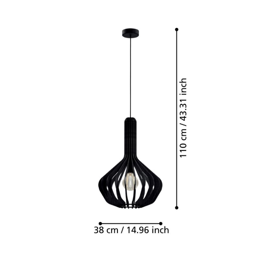 Eglo - Hanglamp aan een koord 1xE27/40W/230V diameter 38 cm zwart