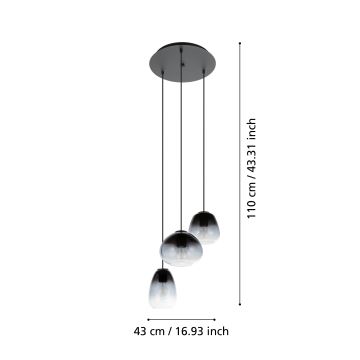 Eglo  - Suspension filaire 3xE27/40W/230V diam. 43 cm