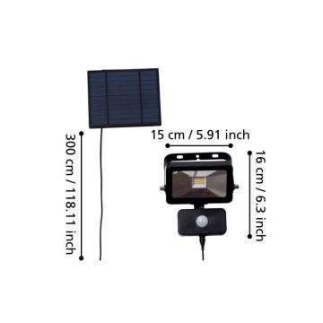 Eglo - Solar LED Schijnwerper met Sensor 15xLED/0,03W/3,7V IP44