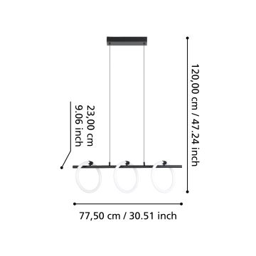 Eglo - LED Hanglamp aan een koord 3xLED/9W/230V