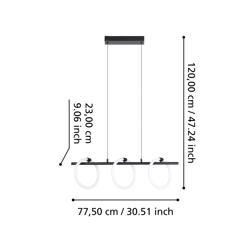 Eglo - Suspension filaire 3xLED/9W/230V