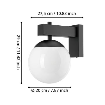 Eglo - Wandlamp voor buiten 1xE27/40W/230V zwart IP44