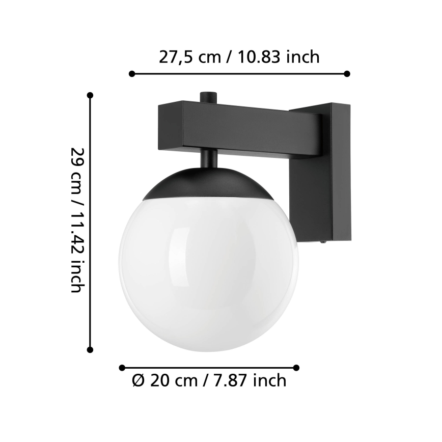 Eglo - Wandlamp voor buiten 1xE27/40W/230V zwart IP44