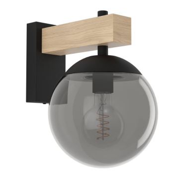 Eglo - Wandlamp voor buiten 1xE27/40W/230V zwart/hout IP44