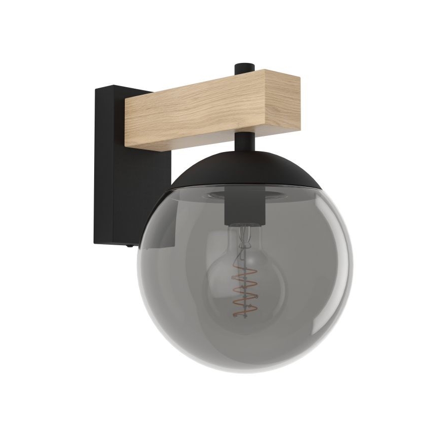 Eglo - Wandlamp voor buiten 1xE27/40W/230V zwart/hout IP44