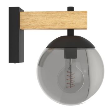 Eglo - Wandlamp voor buiten 1xE27/40W/230V zwart/hout IP44