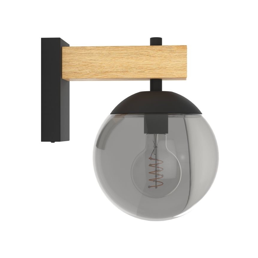 Eglo - Wandlamp voor buiten 1xE27/40W/230V zwart/hout IP44