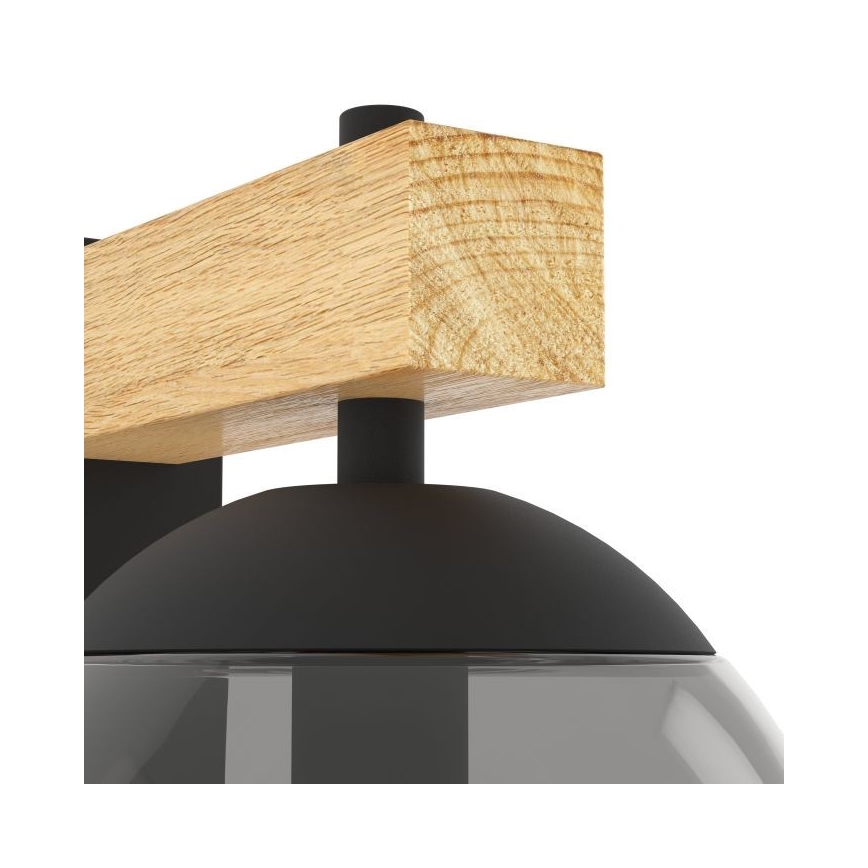 Eglo - Wandlamp voor buiten 1xE27/40W/230V zwart/hout IP44