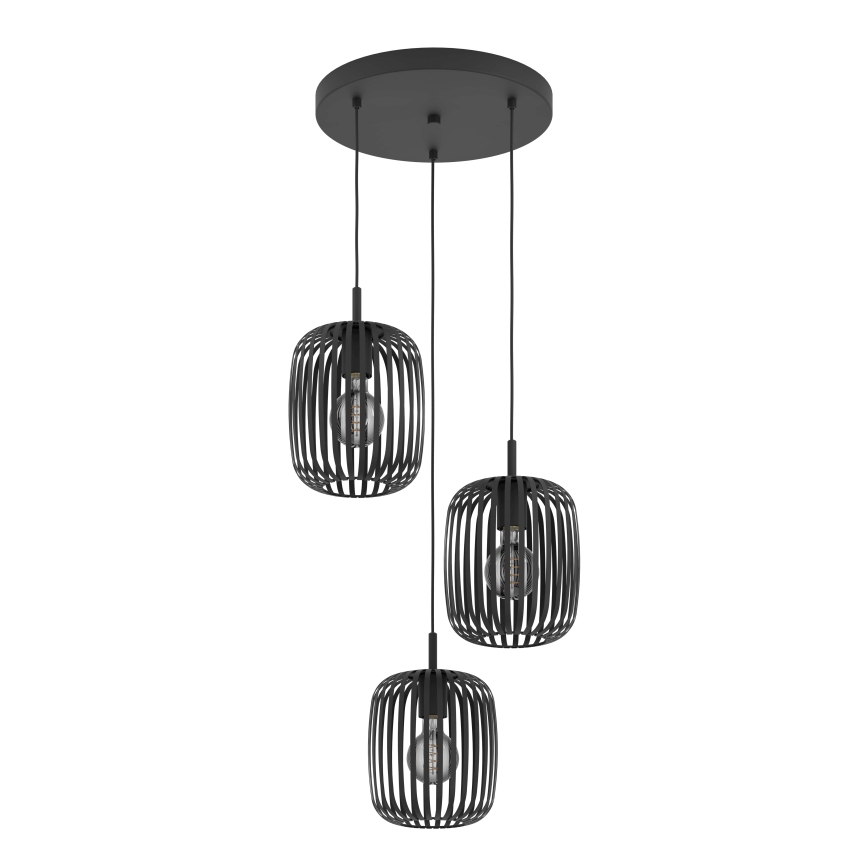 Eglo - Hanglamp aan een koord 3xE27/40W/230V zwart