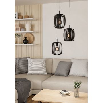 Eglo - Hanglamp aan een koord 3xE27/40W/230V zwart