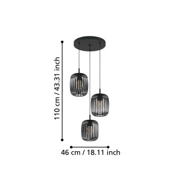 Eglo - Suspension filaire 3xE27/40W/230V noir