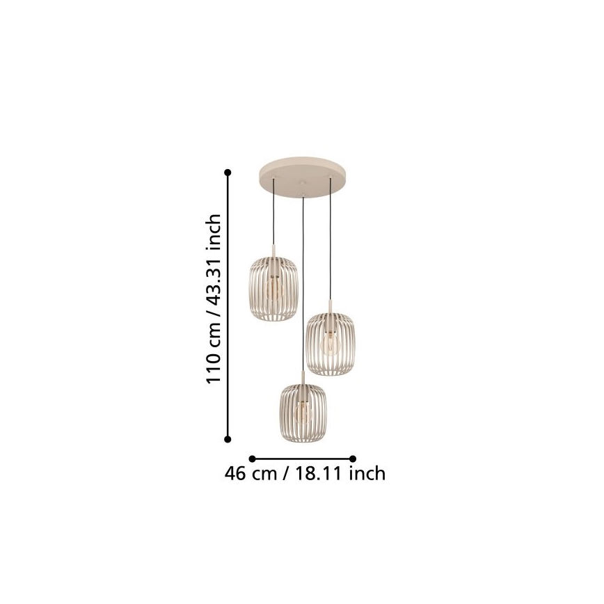 Eglo - Suspension filaire 3xE27/40W/230V beige