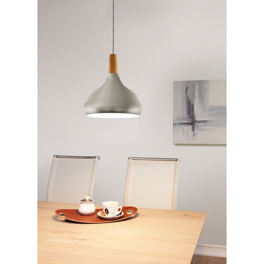 Eglo - Hanglamp aan een koord 1xE27/60W/230V diameter 28 cm zilver - FSC gecertificeerd