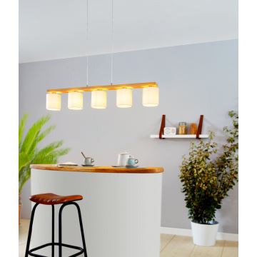 Eglo - Hanglamp aan een koord 5xE27/28W/230V - FSC gecertificeerd