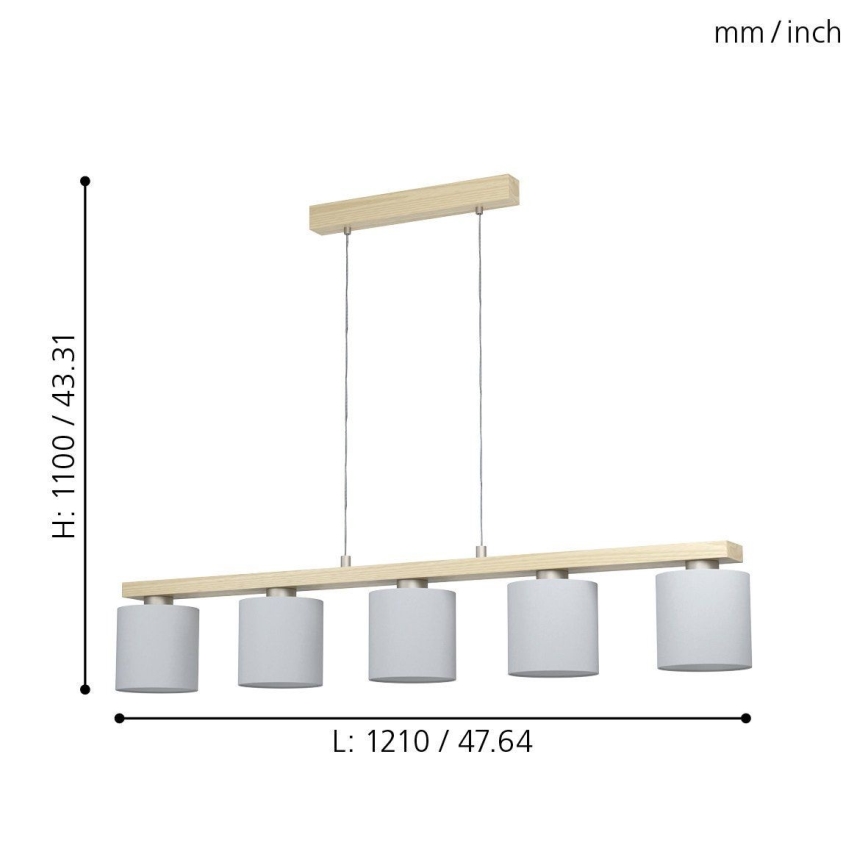 Eglo - Hanglamp aan een koord 5xE27/28W/230V - FSC gecertificeerd