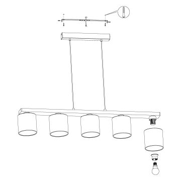 Eglo - Hanglamp aan een koord 5xE27/28W/230V - FSC gecertificeerd