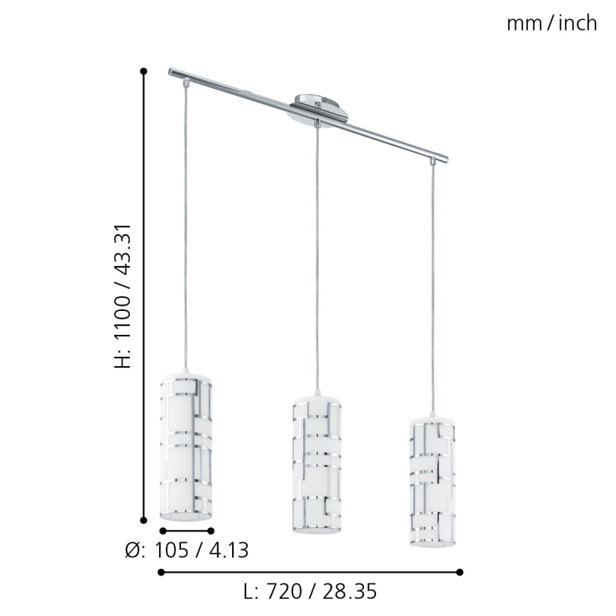 Eglo - Hanglamp 3xE27/60W/230V