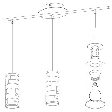 Eglo - Hanglamp 3xE27/60W/230V