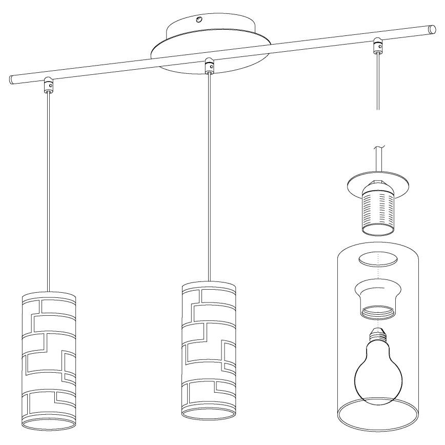 Eglo - Hanglamp 3xE27/60W/230V